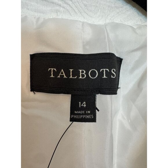 Talbots Floral Textured Blazer Jacket Women’s Size 14 White Button-Front - Picture 2 of 5